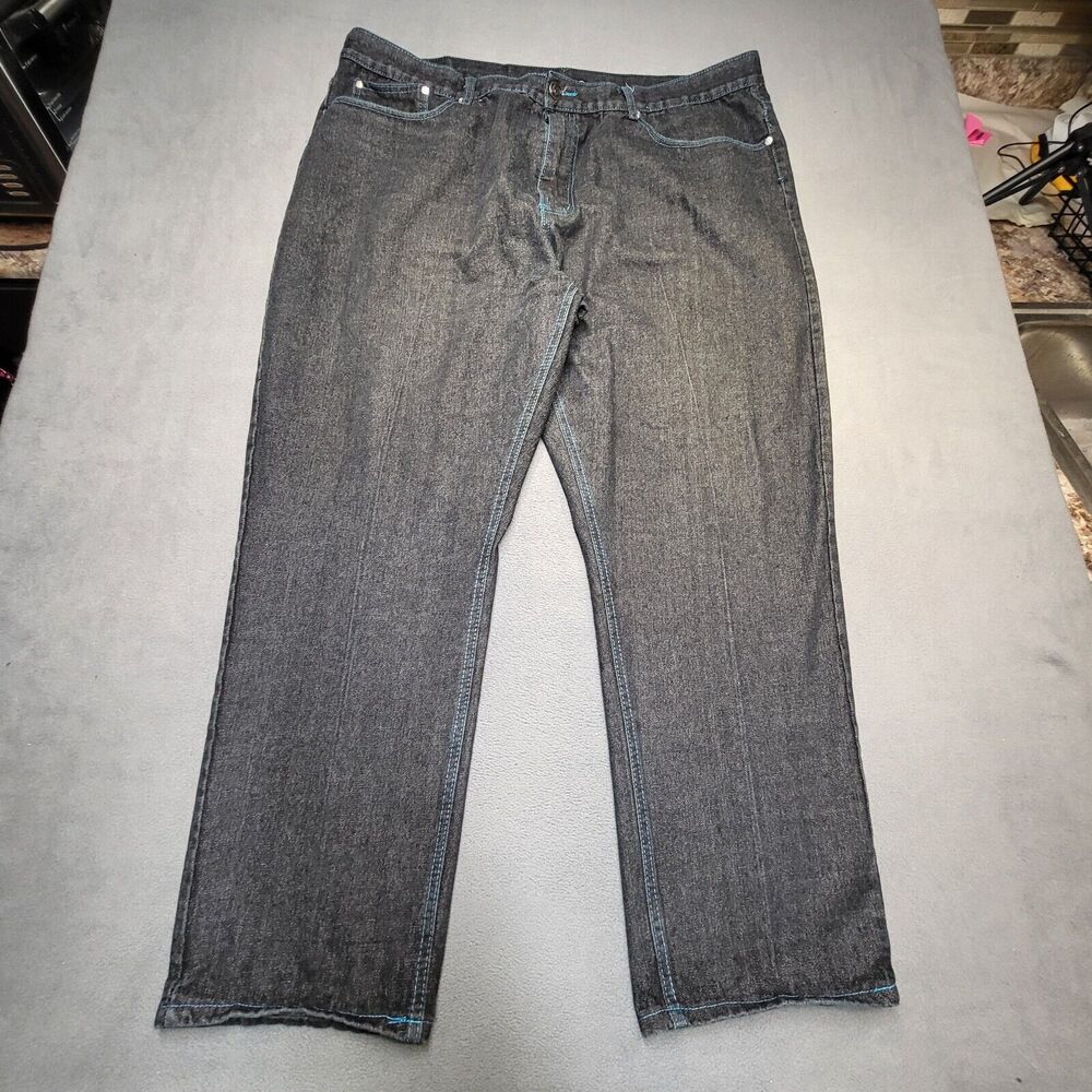 Mecca Jeans 45x31 Black Baggy Relaxed Straight Leg Distressed Denim Y2K